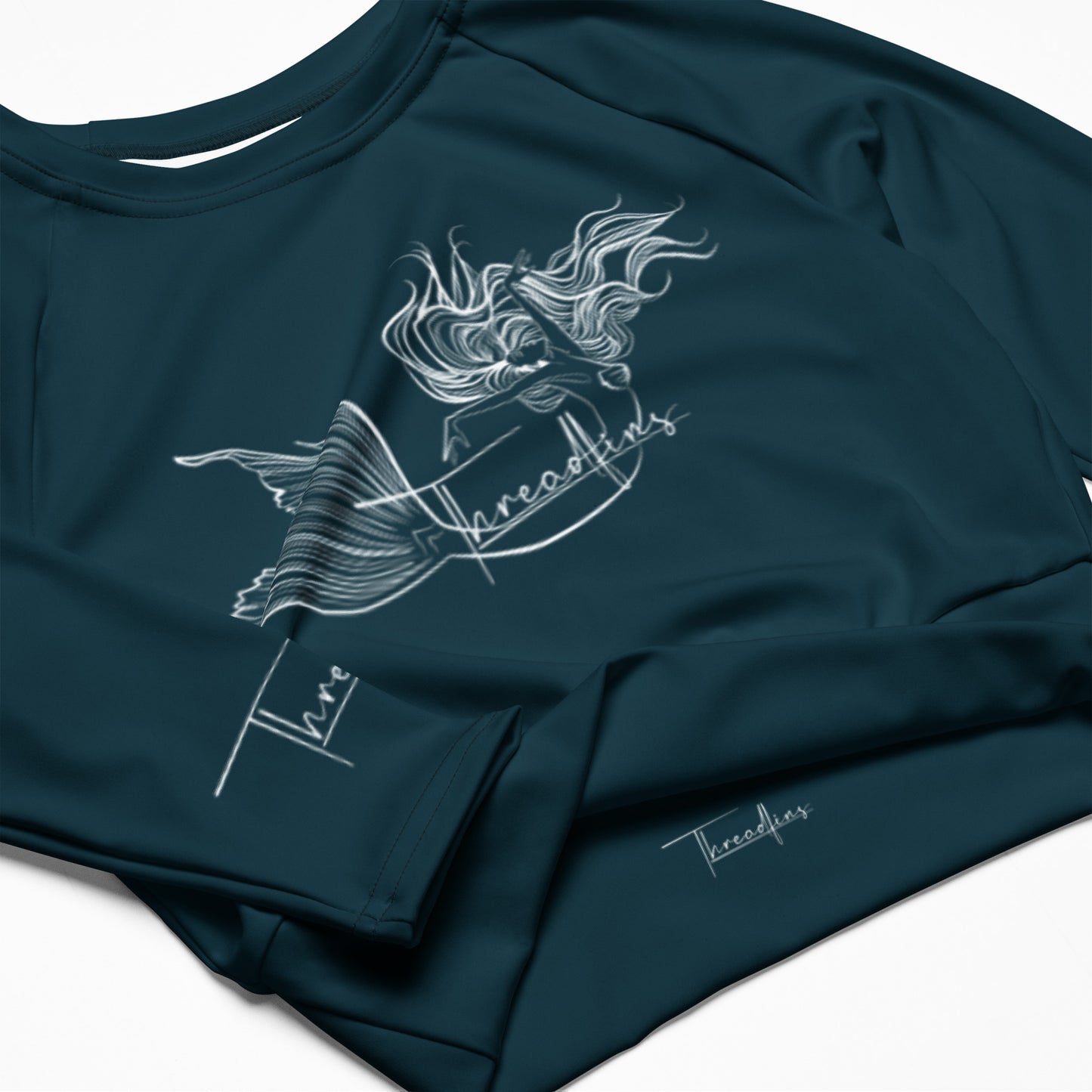 Threadfins long-sleeve crop top Deep Ocean Color